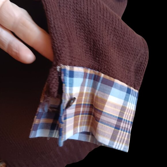 Women's Medium V-Neck Sweater Vintage 70's Brown Layered Look Cottage Granny - Picture 8 of 8